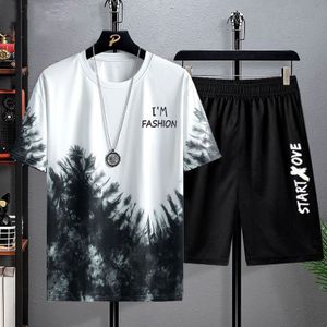Dou-color Mode Set 2 En 1 Short Sleeve Pantalons Pour Homme