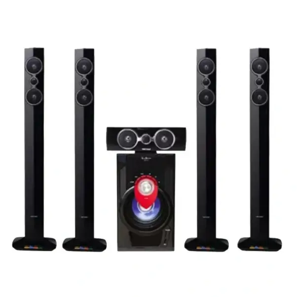 Home cinéma 5.1CH avec télécommande Nasco – 45W – 5 haut-parleurs + 1 caisson de basse – Bluetooth – FM Radio – USB
