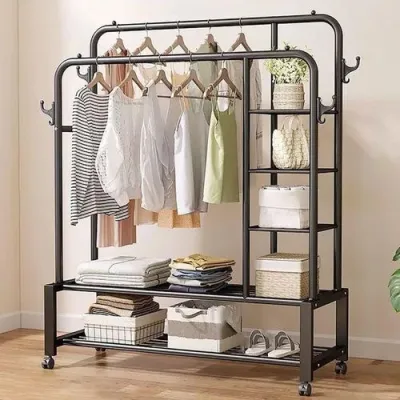 Étagère 3 en 1 Vêtements & Chaussures – Portant Métallique