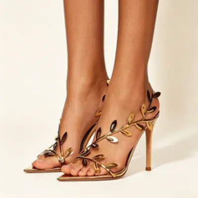 Sandales Dorées Femme à Talon Fin de 9 cm – Bout Ouvert